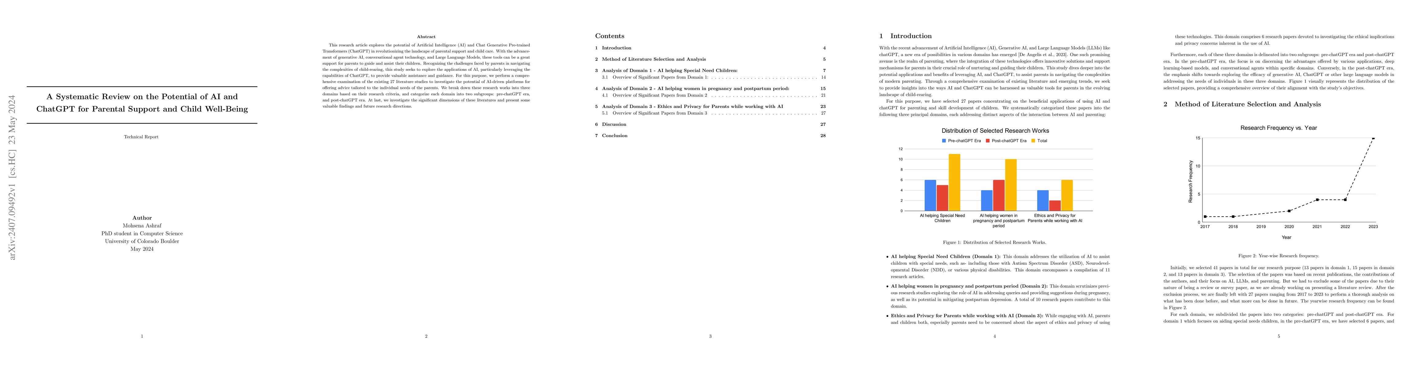 Thumbnail for A Systematic Review on the Potential of AI and ChatGPT for Parental
  Support and Child Well-Being
