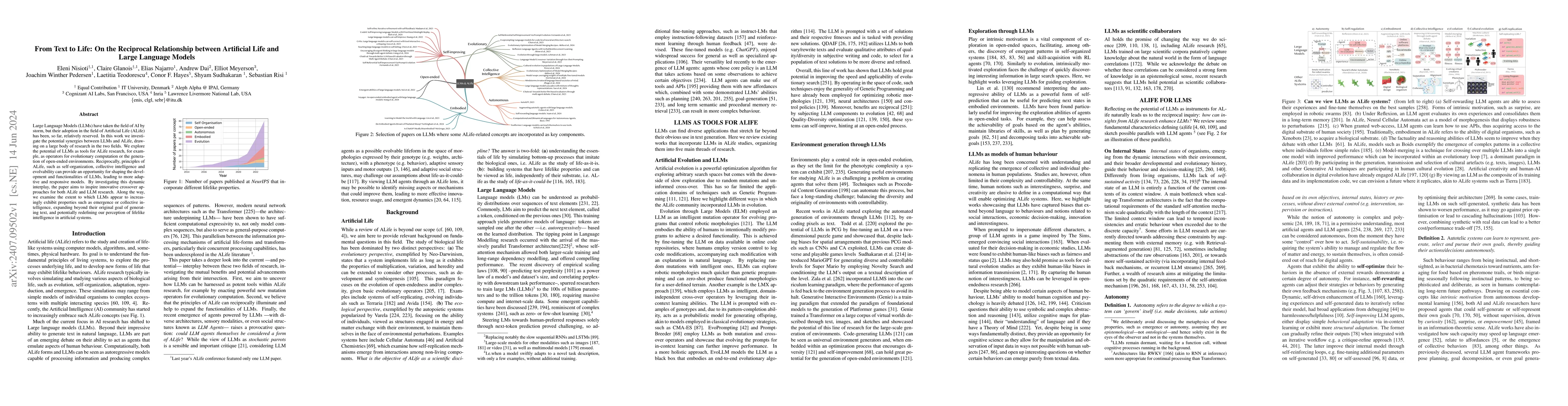 Thumbnail for From Text to Life: On the Reciprocal Relationship between Artificial
  Life and Large Language Models