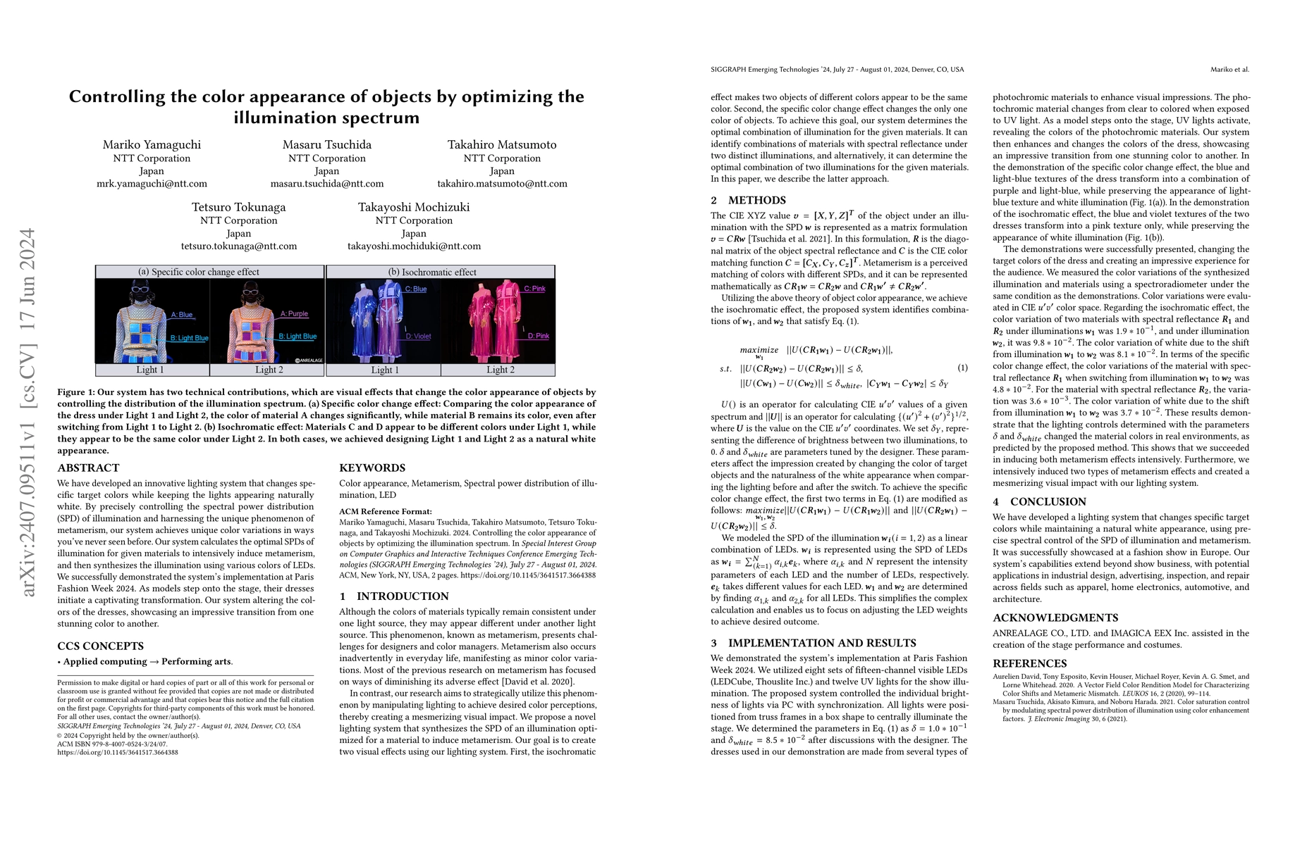 Thumbnail for Controlling the color appearance of objects by optimizing the
  illumination spectrum