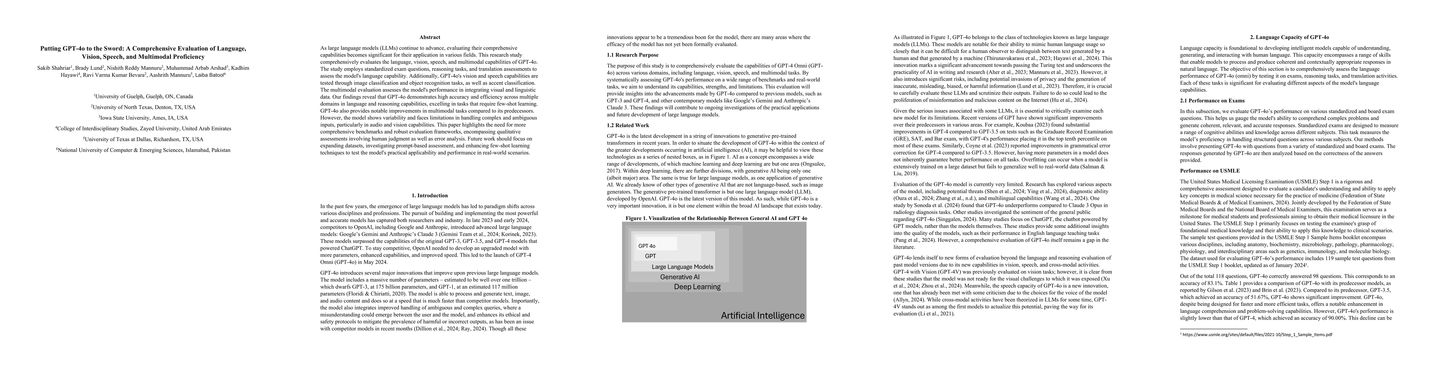 Thumbnail for Putting GPT-4o to the Sword: A Comprehensive Evaluation of Language,
  Vision, Speech, and Multimodal Proficiency