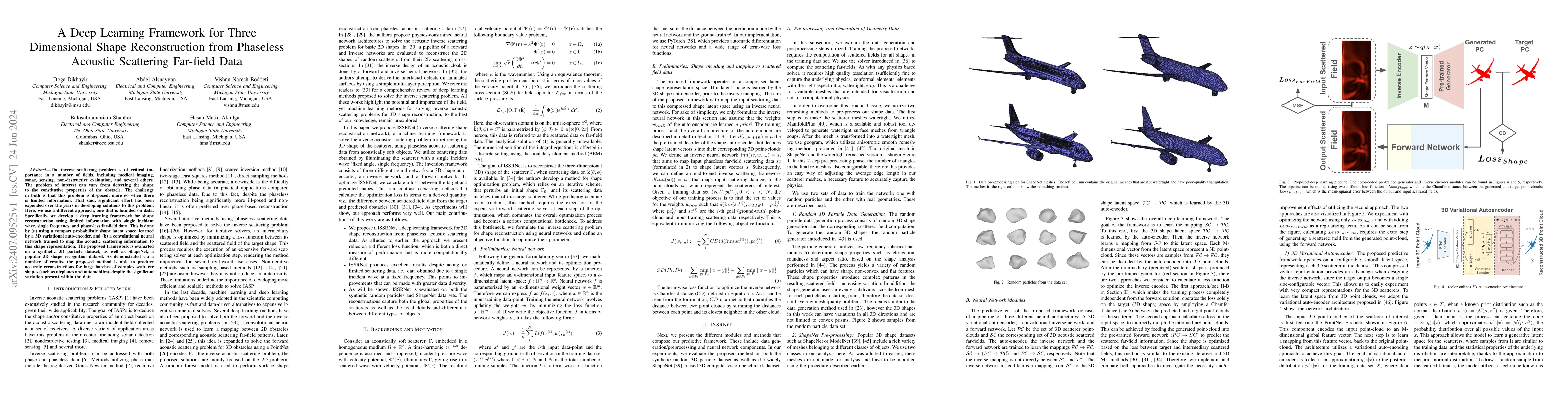 Thumbnail for A Deep Learning Framework for Three Dimensional Shape Reconstruction
  from Phaseless Acoustic Scattering Far-field Data
