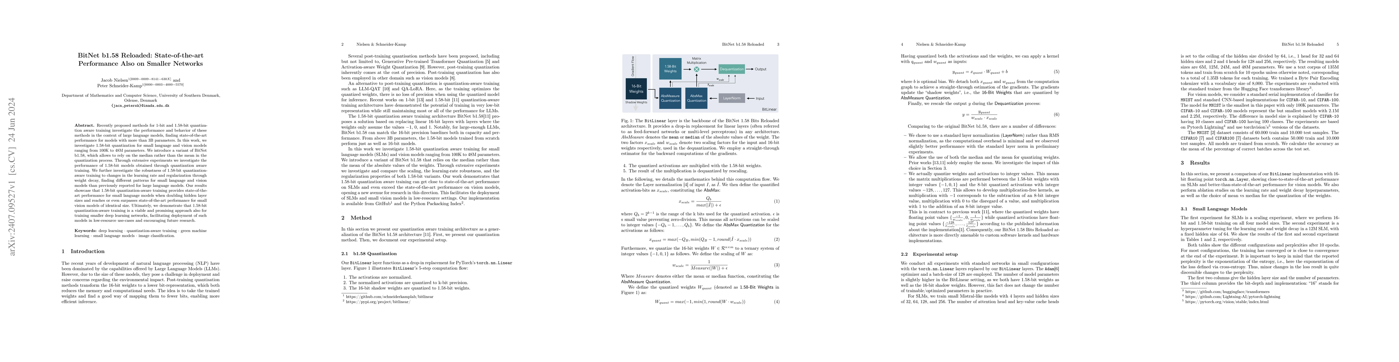 Thumbnail for BitNet b1.58 Reloaded: State-of-the-art Performance Also on Smaller
  Networks