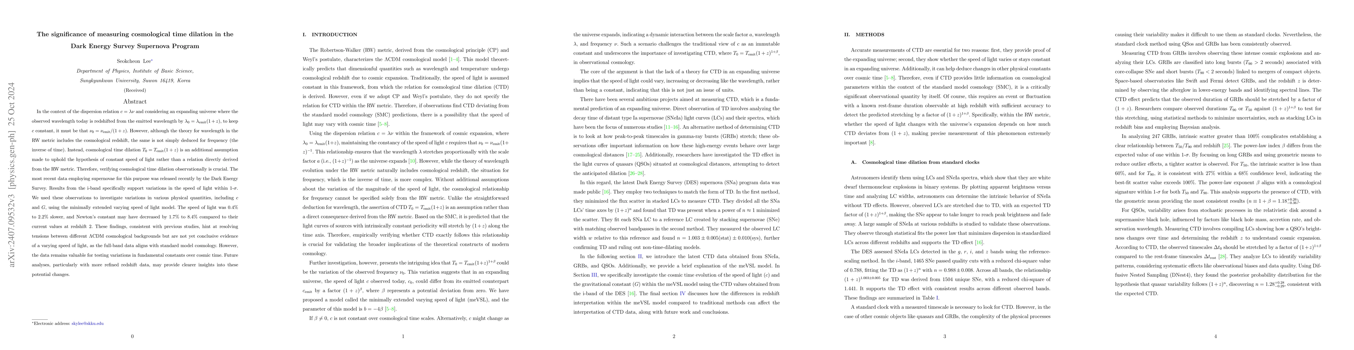 Thumbnail for The significance of measuring cosmological time dilation in the Dark
  Energy Survey Supernova Program