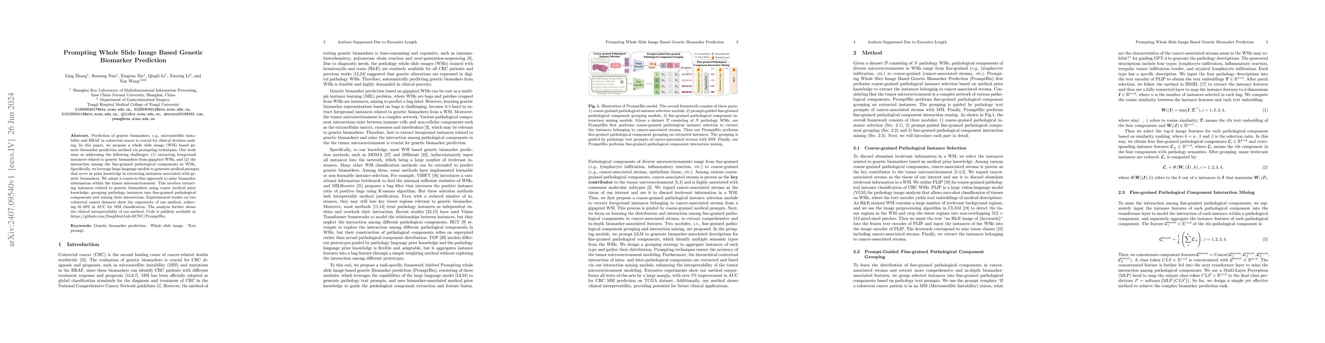 Thumbnail for Prompting Whole Slide Image Based Genetic Biomarker Prediction