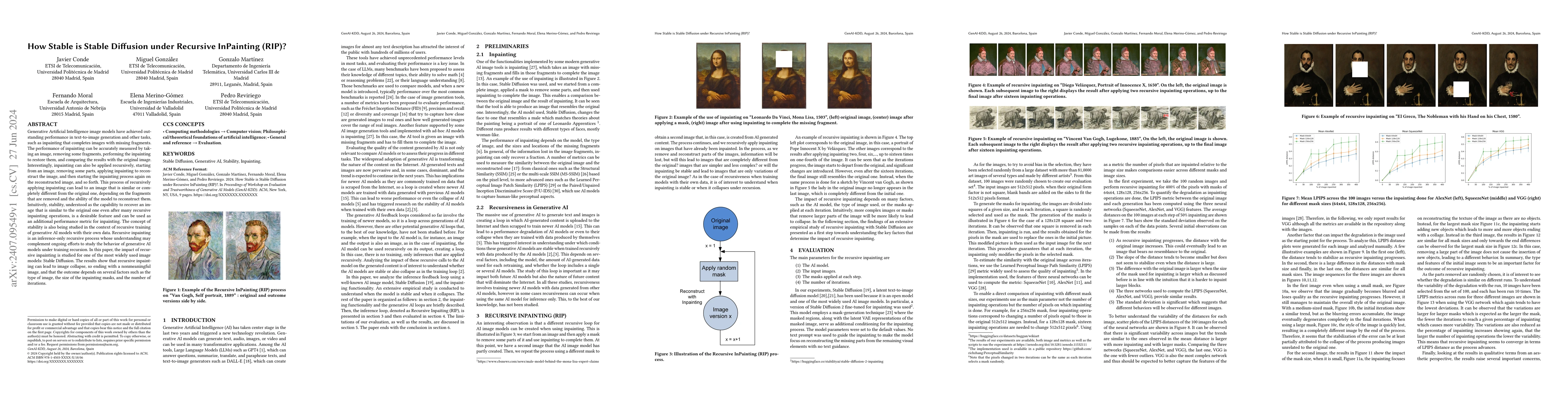 Thumbnail for How Stable is Stable Diffusion under Recursive InPainting (RIP)?