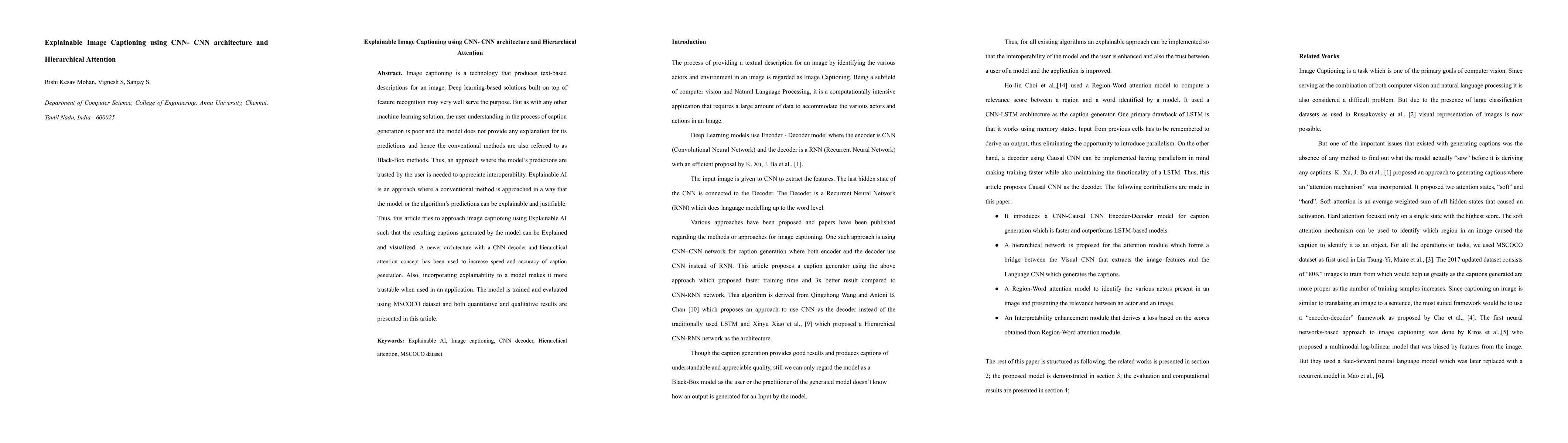 Thumbnail for Explainable Image Captioning using CNN- CNN architecture and
  Hierarchical Attention