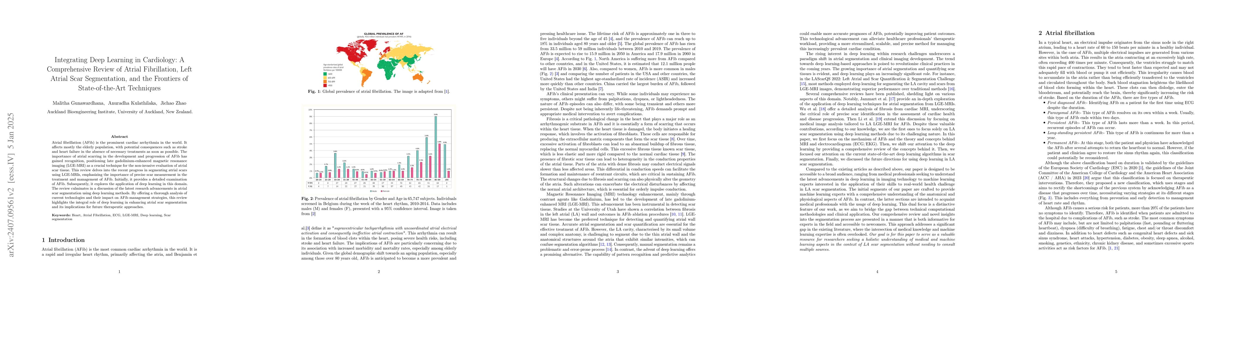 Thumbnail for Integrating Deep Learning in Cardiology: A Comprehensive Review of
  Atrial Fibrillation, Left Atrial Scar Segmentation, and the Frontiers of
  State-of-the-Art Techniques
