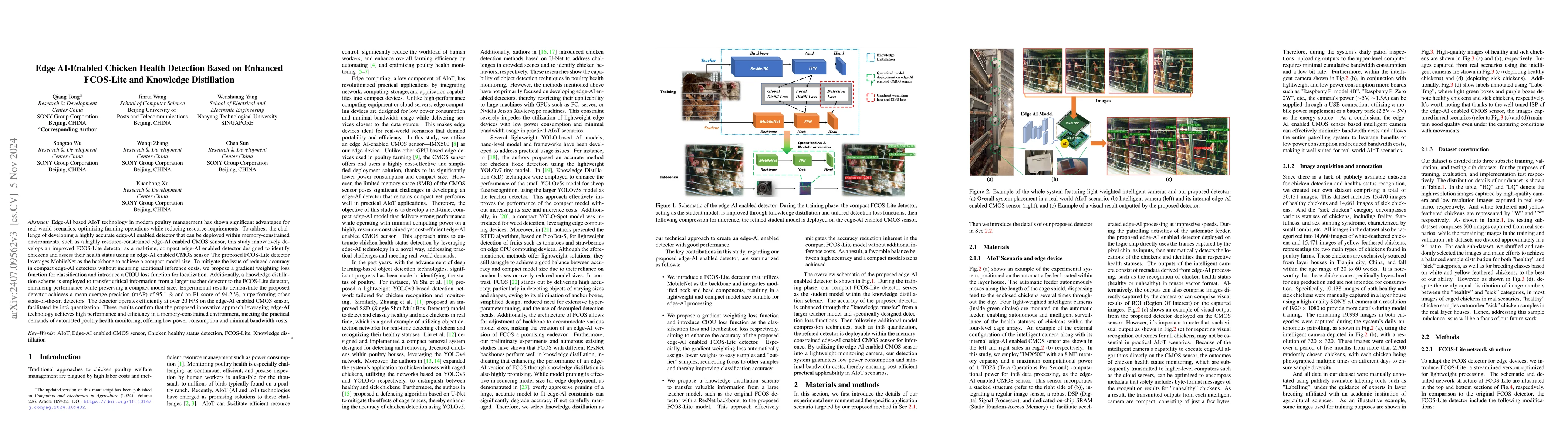 Thumbnail for Edge AI-Enabled Chicken Health Detection Based on Enhanced FCOS-Lite and
  Knowledge Distillation