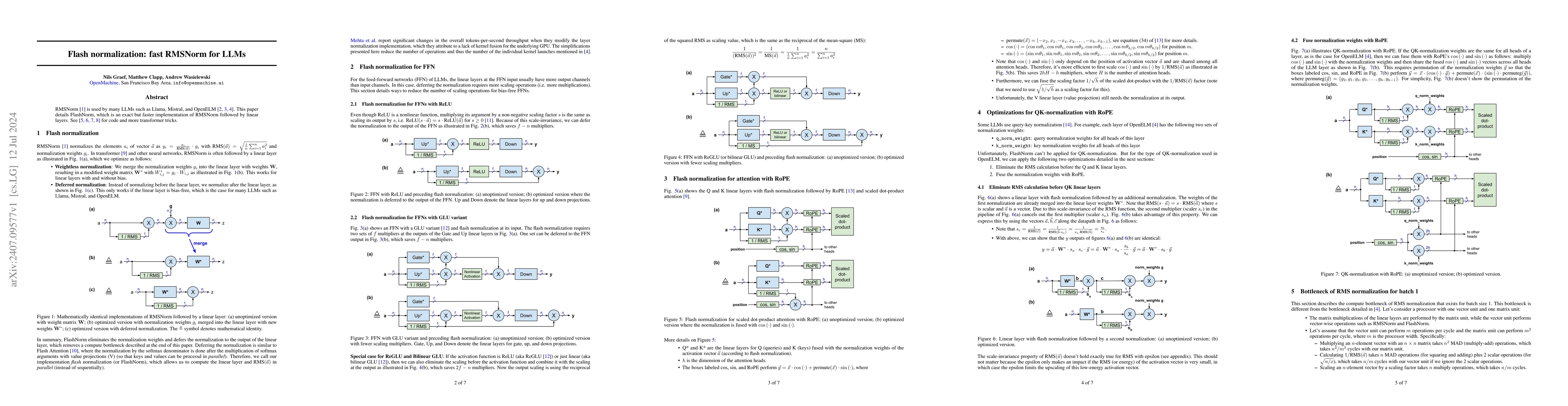 Thumbnail for Flash normalization: fast RMSNorm for LLMs