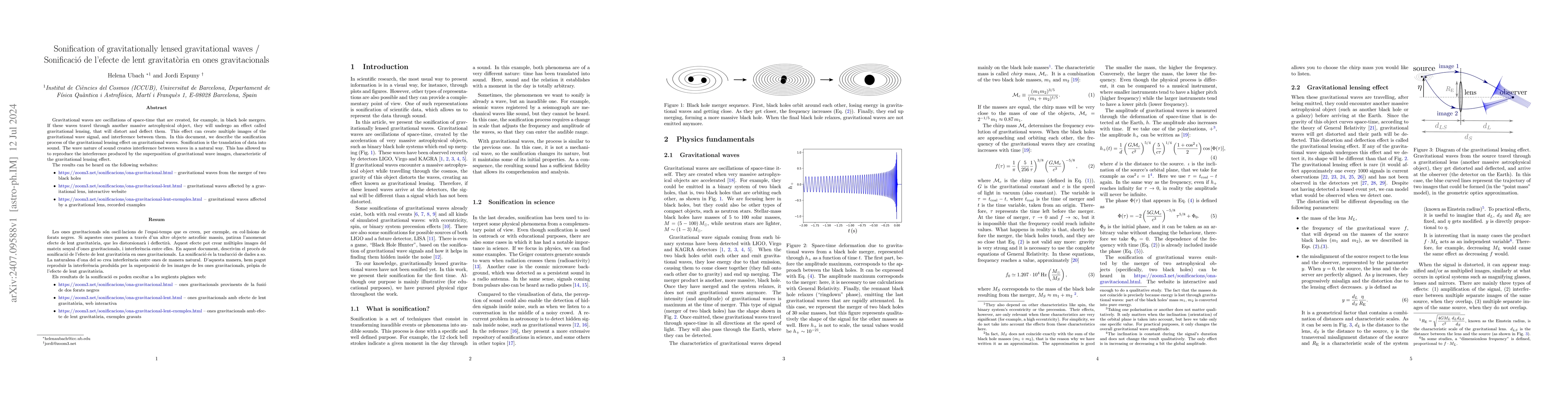 Thumbnail for Sonification of gravitationally lensed gravitational waves /
  Sonificació de l'efecte de lent gravitatòria en ones gravitacionals