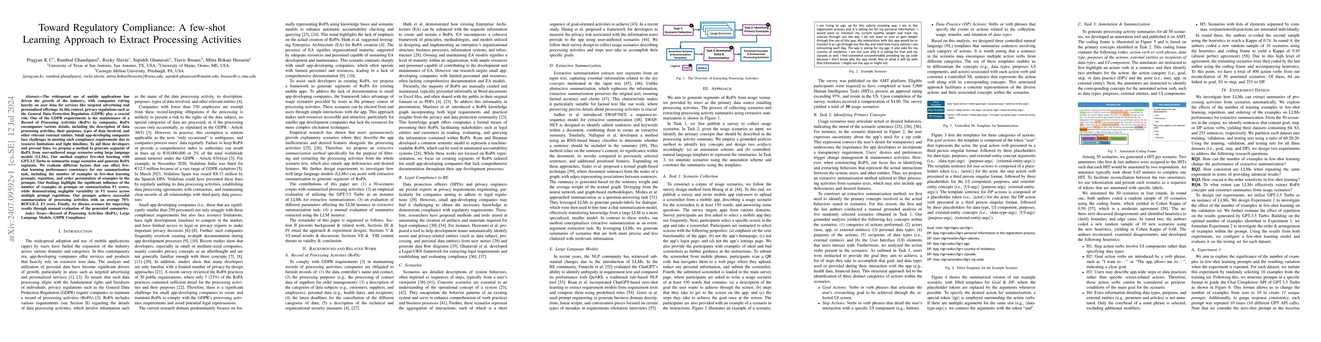 Thumbnail for Toward Regulatory Compliance: A few-shot Learning Approach to Extract
  Processing Activities