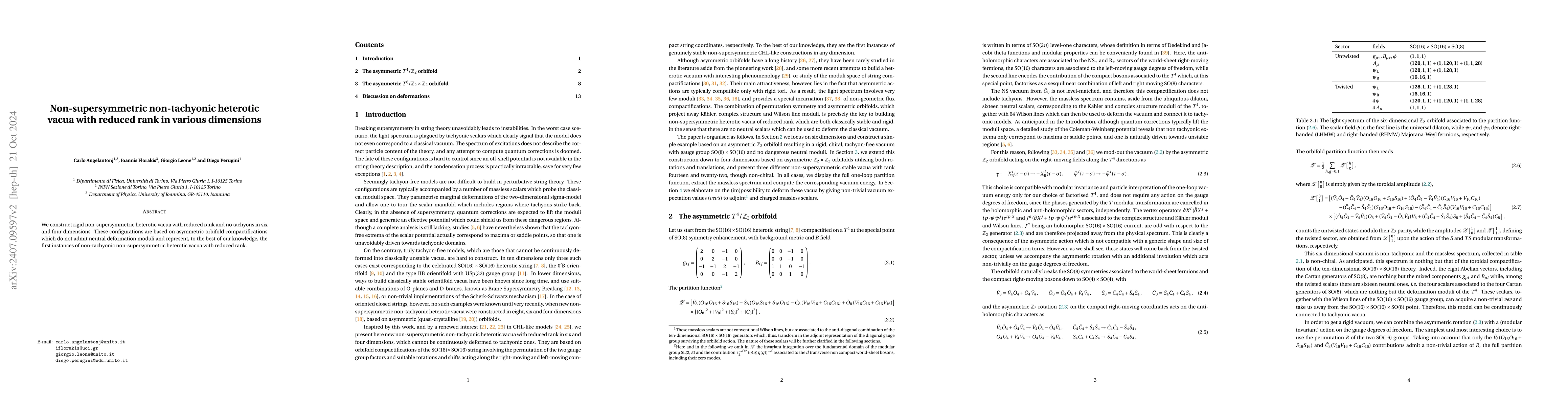 Thumbnail for Non-supersymmetric non-tachyonic heterotic vacua with reduced rank in
  various dimensions