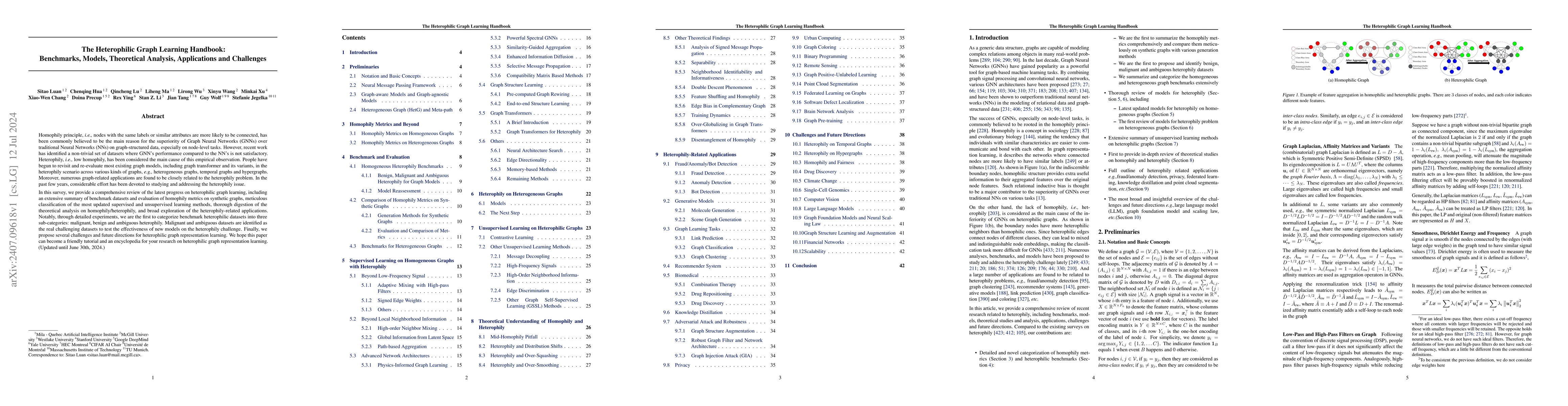 Thumbnail for The Heterophilic Graph Learning Handbook: Benchmarks, Models,
  Theoretical Analysis, Applications and Challenges