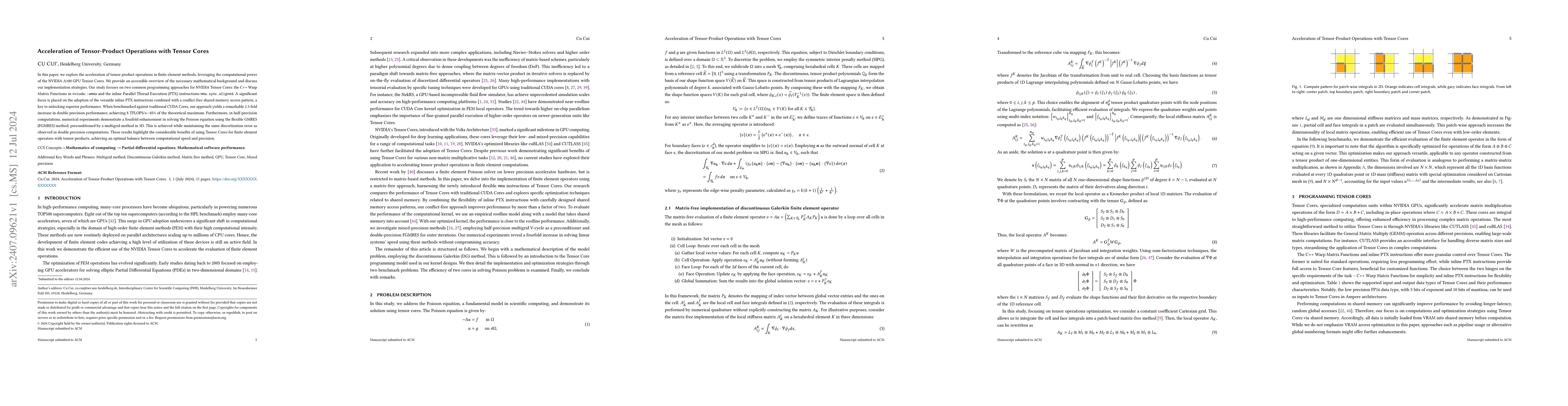 Thumbnail for Acceleration of Tensor-Product Operations with Tensor Cores