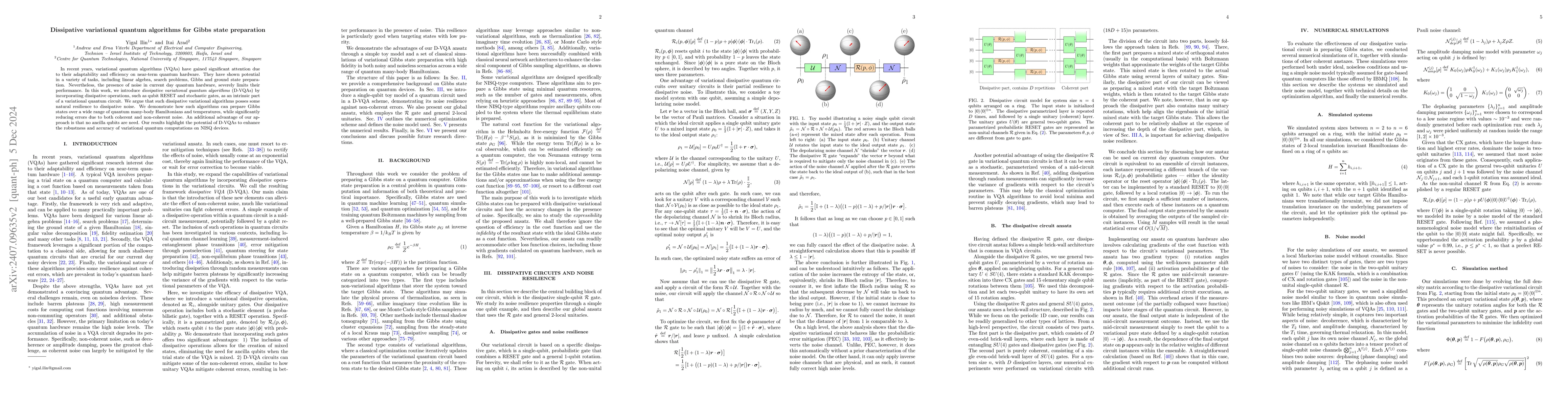 Thumbnail for Dissipative variational quantum algorithms for Gibbs state preparation