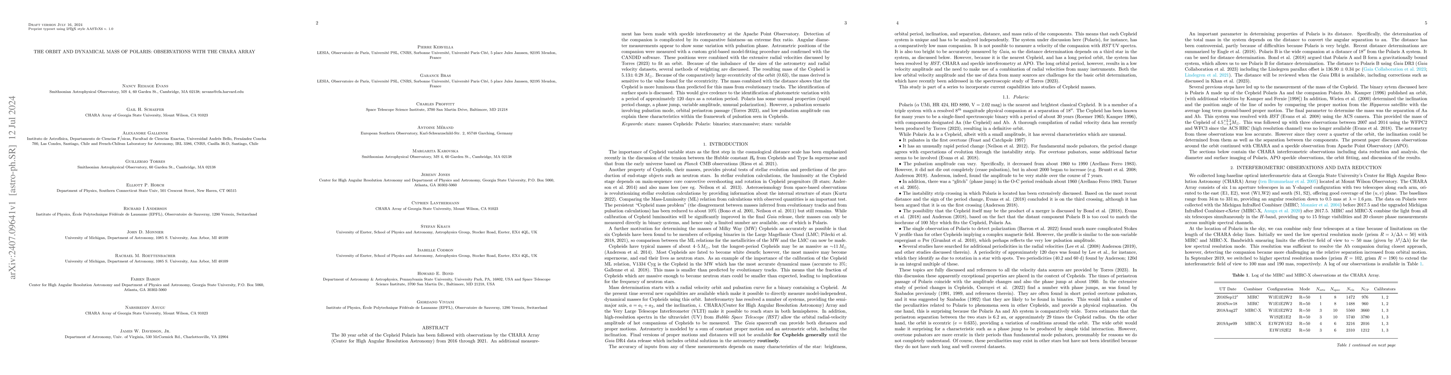 Thumbnail for The Orbit and Dynamical Mass of Polaris: Observations with the CHARA
  Array