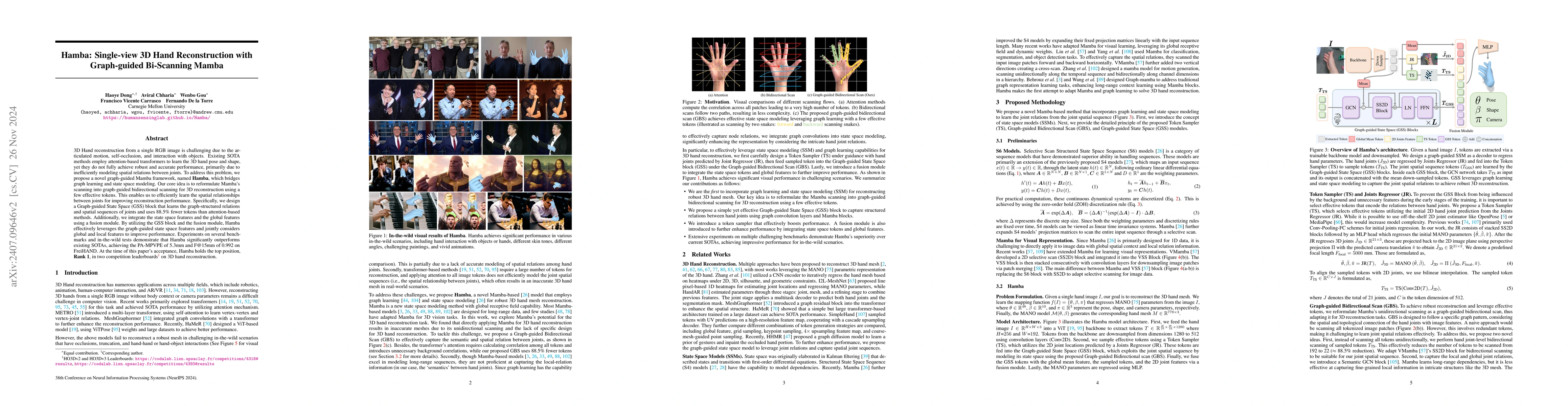 Thumbnail for Hamba: Single-view 3D Hand Reconstruction with Graph-guided Bi-Scanning
  Mamba