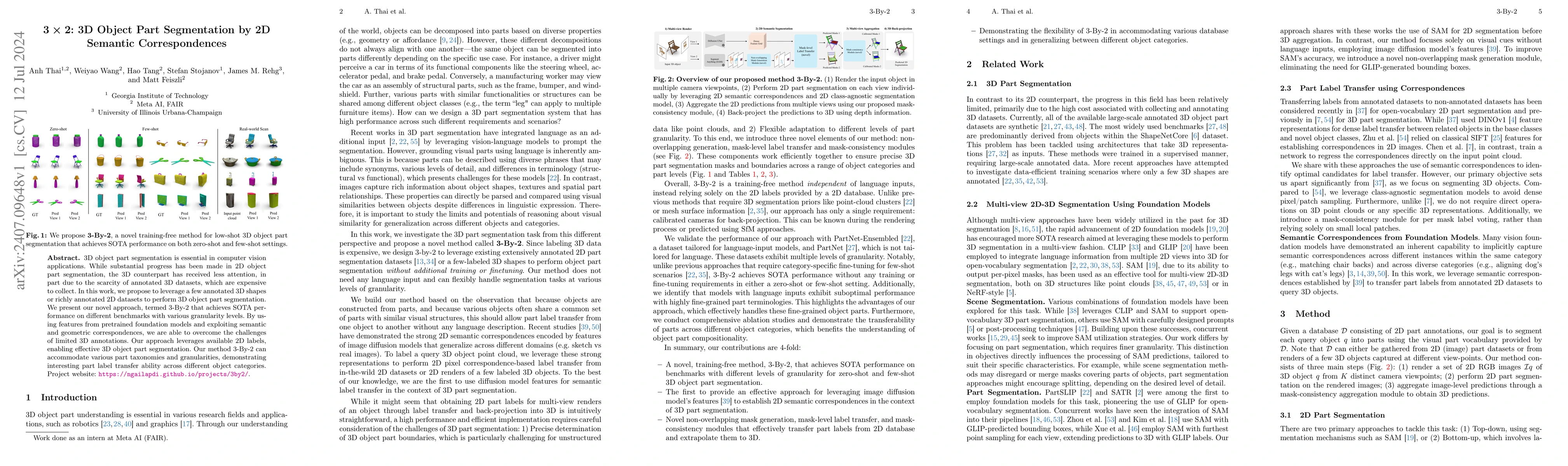 Thumbnail for 3x2: 3D Object Part Segmentation by 2D Semantic Correspondences