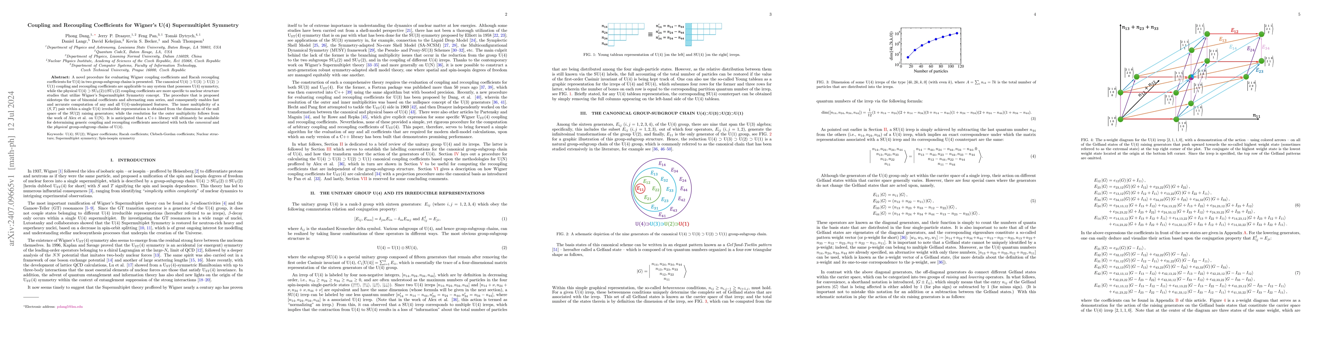 Thumbnail for Coupling and Recoupling Coefficients for Wigner's U(4) Supermultiplet
  Symmetry