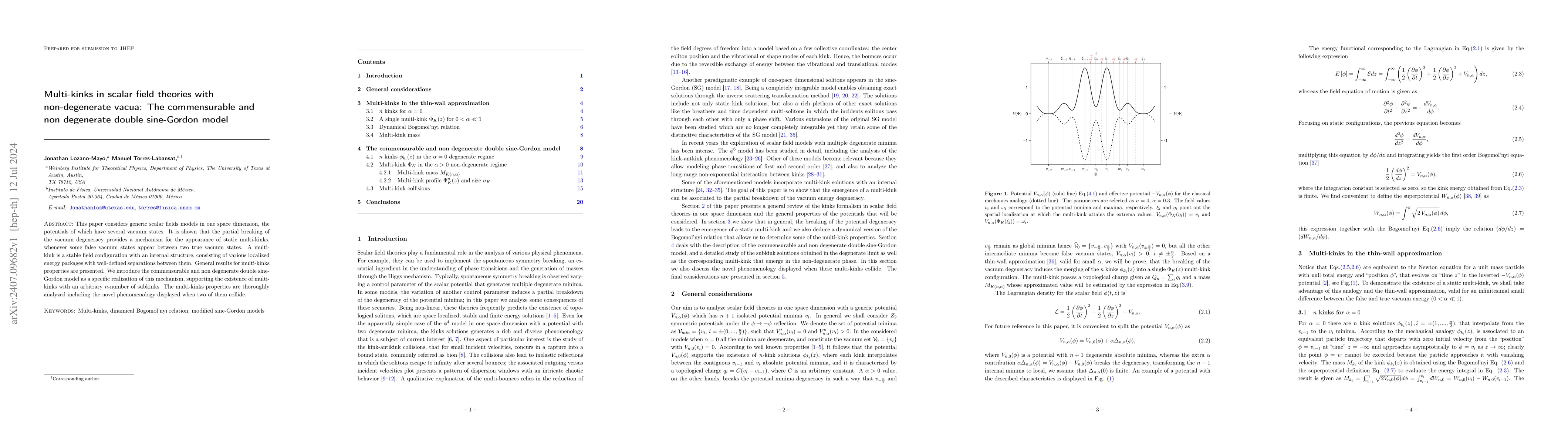Thumbnail for Multi-kinks in scalar field theories with non-degenerate vacua: The
  commensurable and non degenerate double sine-Gordon model