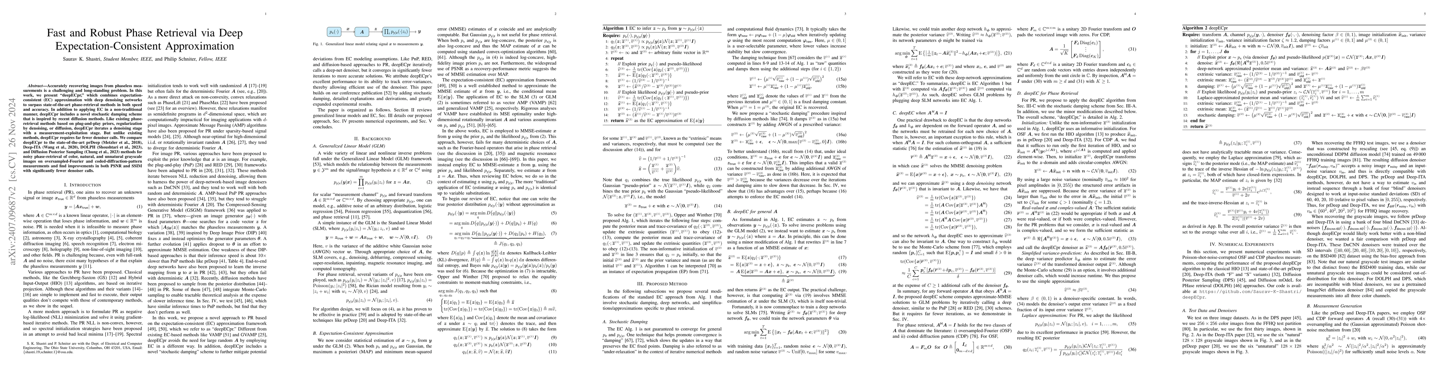 Thumbnail for Fast and Robust Phase Retrieval via Deep Expectation-Consistent
  Approximation