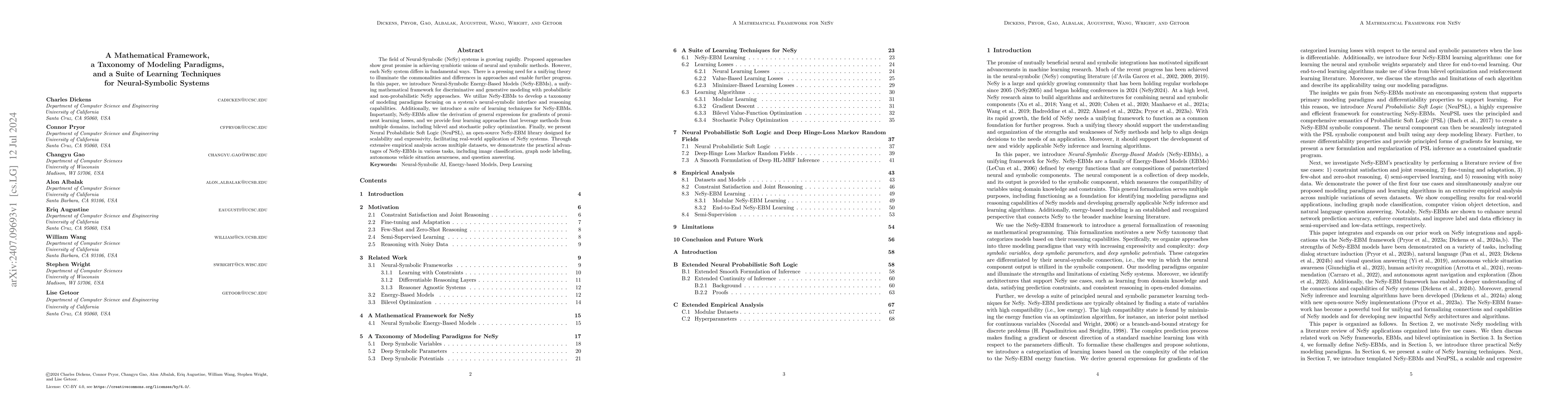 Thumbnail for A Mathematical Framework, a Taxonomy of Modeling Paradigms, and a Suite
  of Learning Techniques for Neural-Symbolic Systems