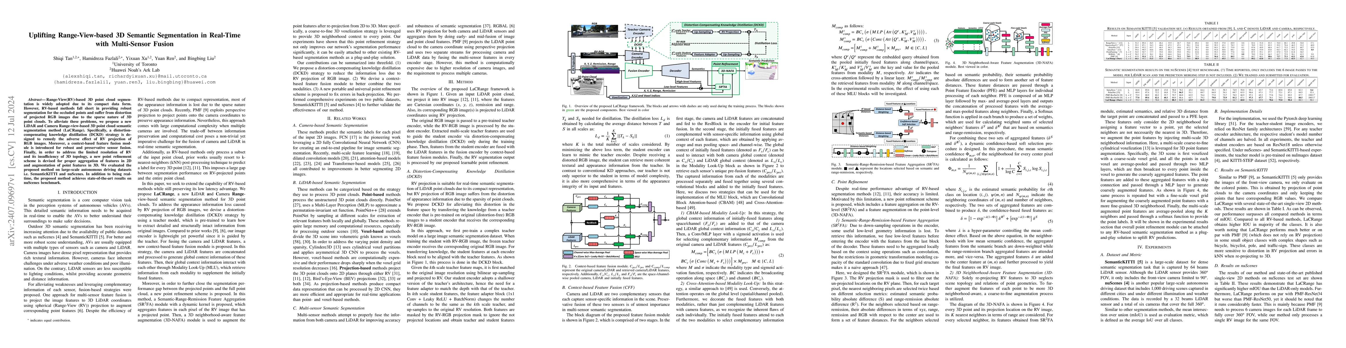 Thumbnail for Uplifting Range-View-based 3D Semantic Segmentation in Real-Time with
  Multi-Sensor Fusion