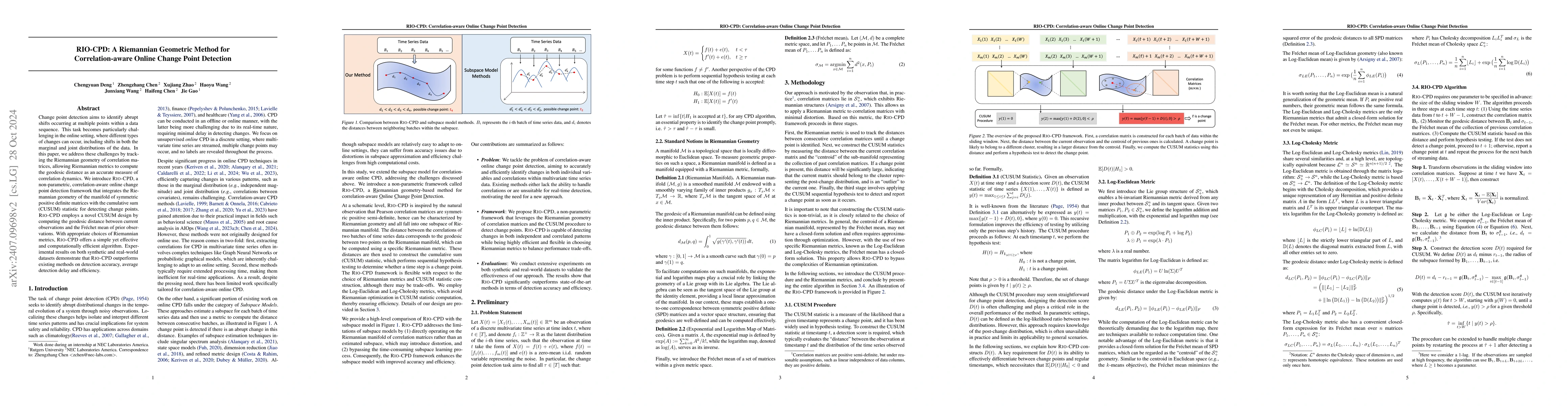 Thumbnail for RIO-CPD: A Riemannian Geometric Method for Correlation-aware Online
  Change Point Detection