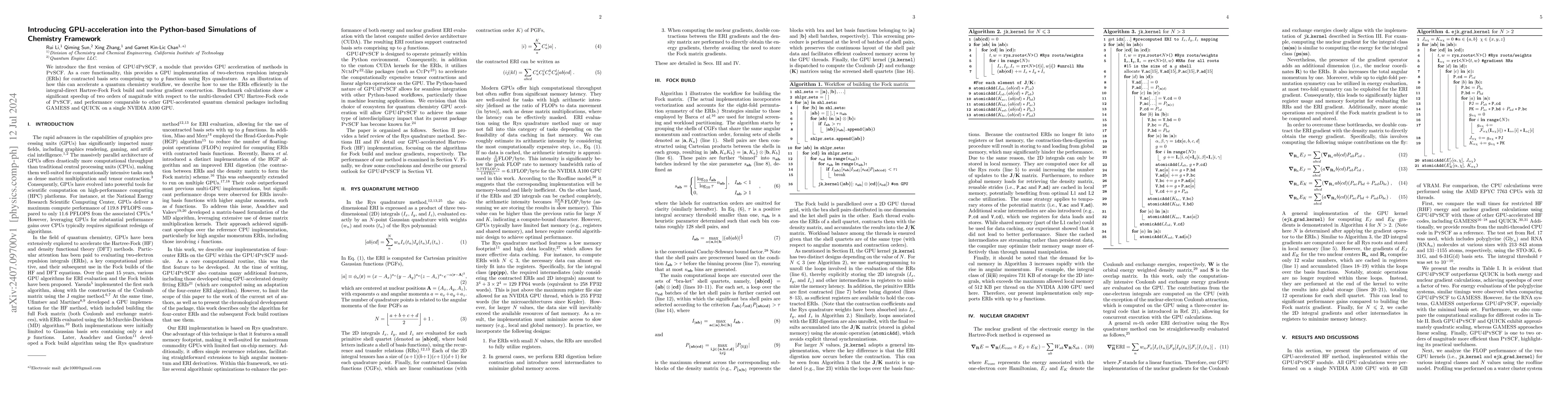 Thumbnail for Introducing GPU-acceleration into the Python-based Simulations of
  Chemistry Framework
