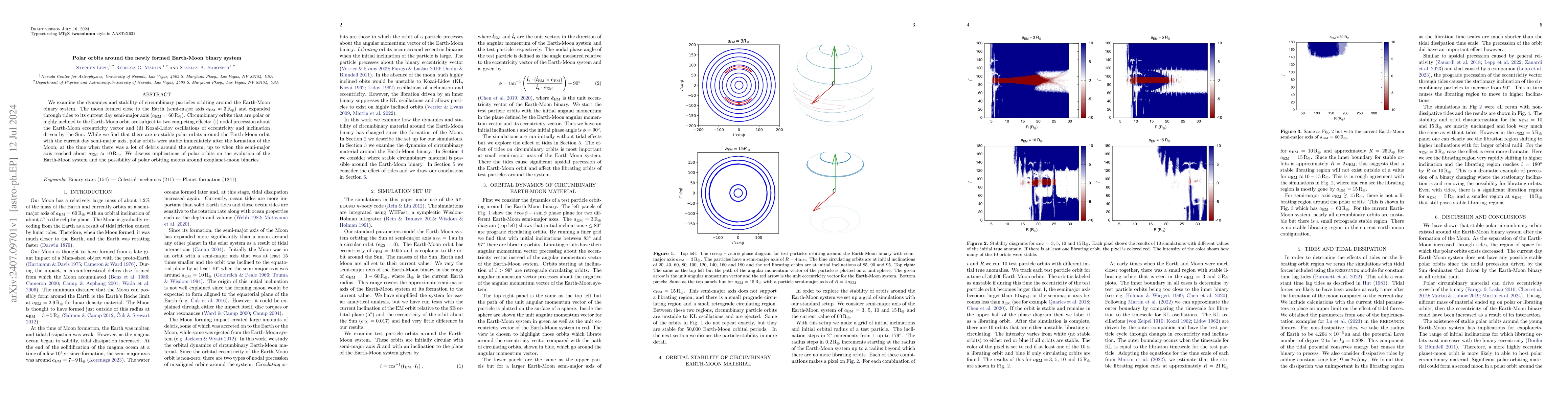 Thumbnail for Polar orbits around the newly formed Earth-Moon binary system