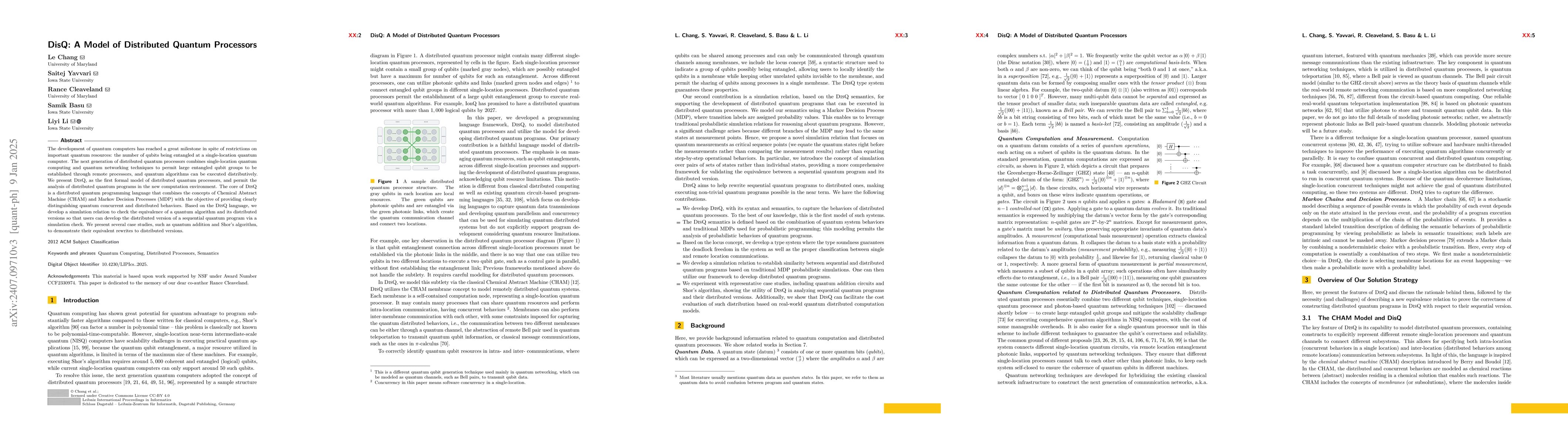 Thumbnail for DisQ: A Markov Decision Process Based Language for Quantum Distributed
  Systems