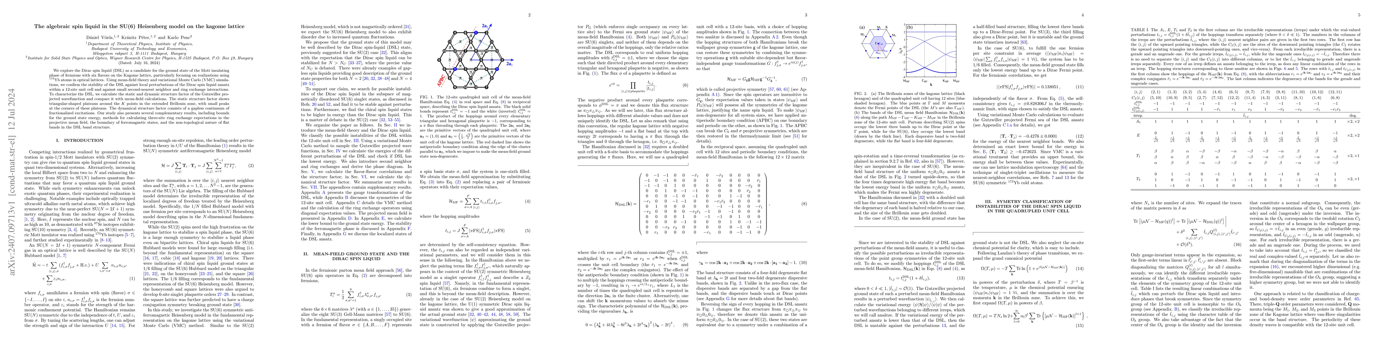 Thumbnail for The algebraic spin liquid in the SU(6) Heisenberg model on the kagome
  lattice
