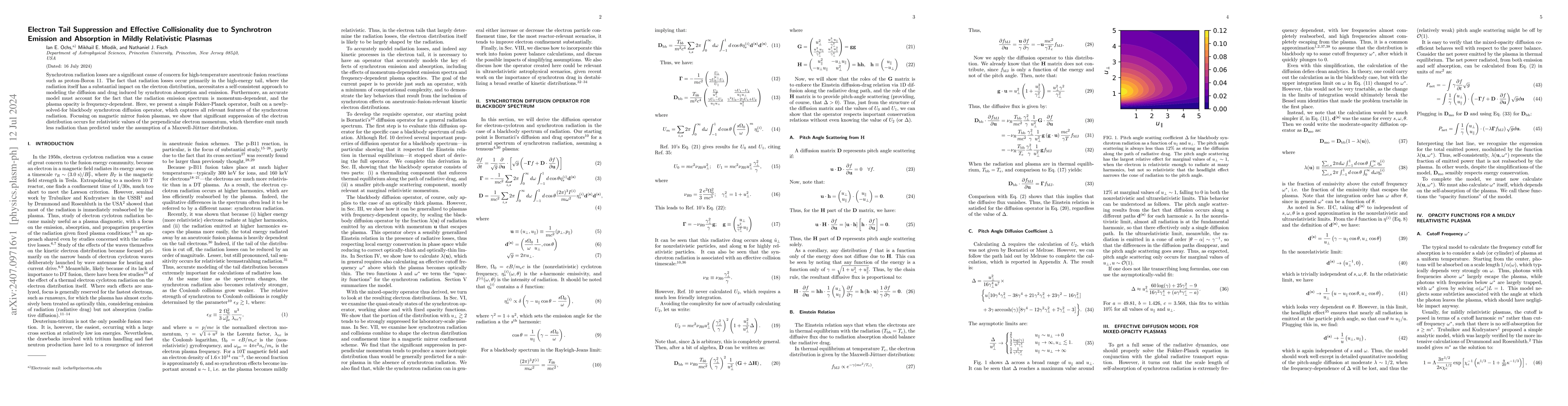 Thumbnail for Electron Tail Suppression and Effective Collisionality due to
  Synchrotron Emission and Absorption in Mildly Relativistic Plasmas