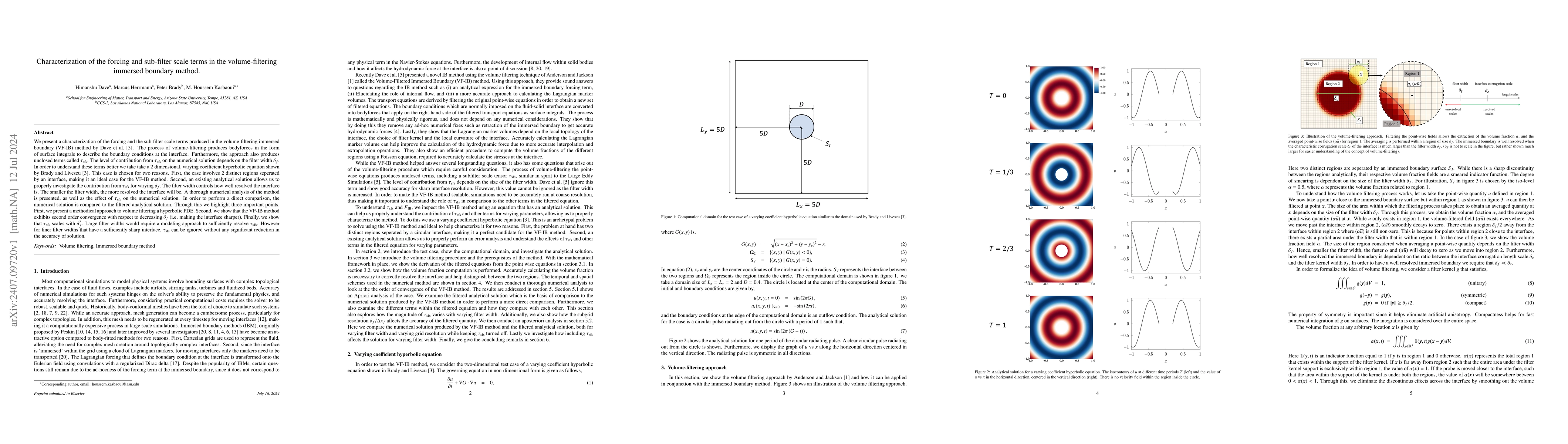 Thumbnail for Characterization of the forcing and sub-filter scale terms in the
  volume-filtering immersed boundary method