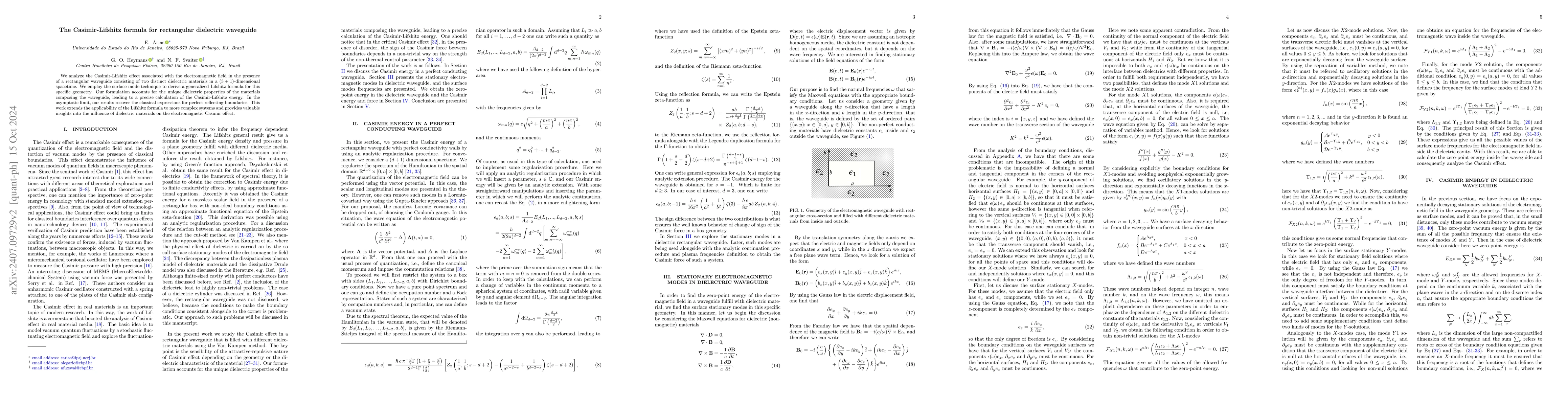 Thumbnail for The Casimir-Lifshitz formula for rectangular dielectric waveguide