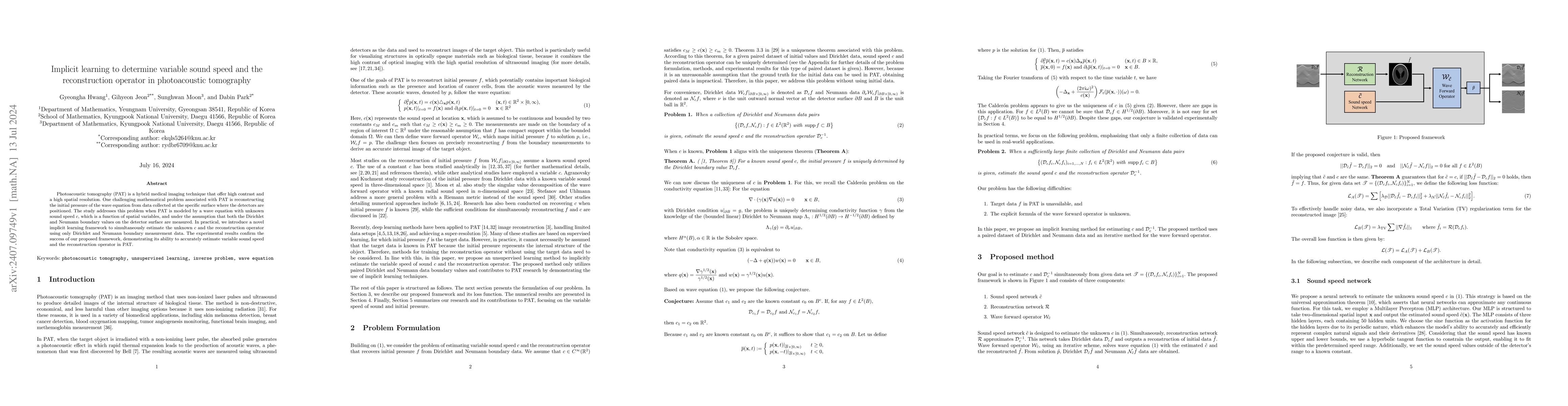 Thumbnail for Implicit learning to determine variable sound speed and the
  reconstruction operator in photoacoustic tomography