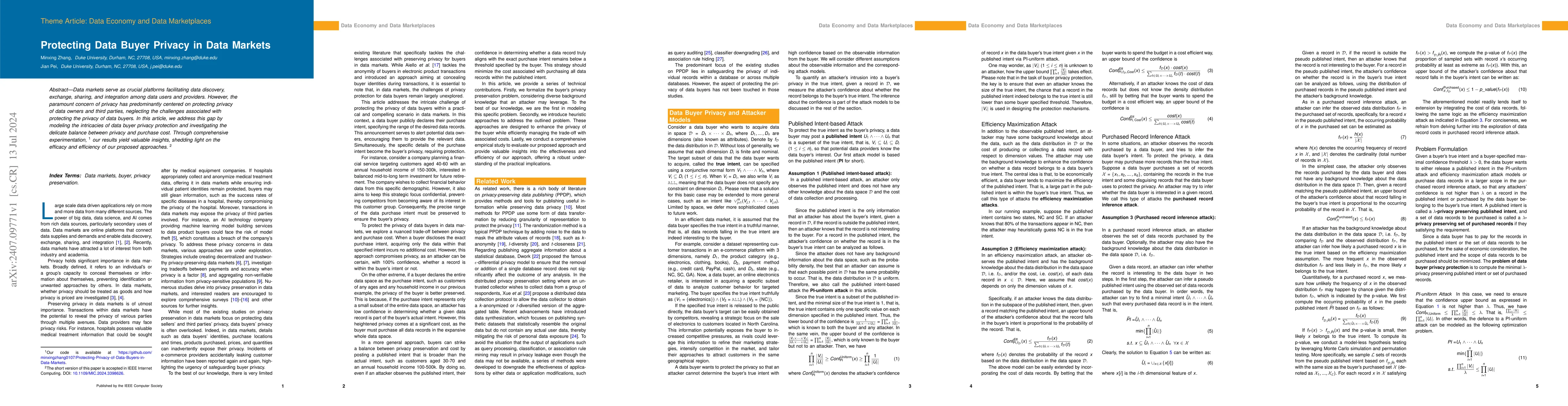Thumbnail for Protecting Data Buyer Privacy in Data Markets