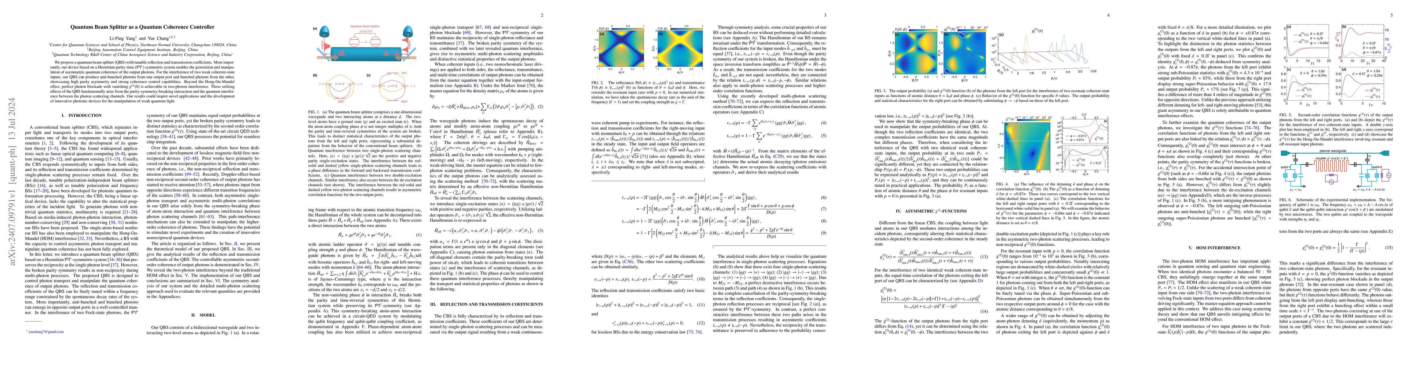 Thumbnail for Quantum Beam Splitter as a Quantum Coherence Controller