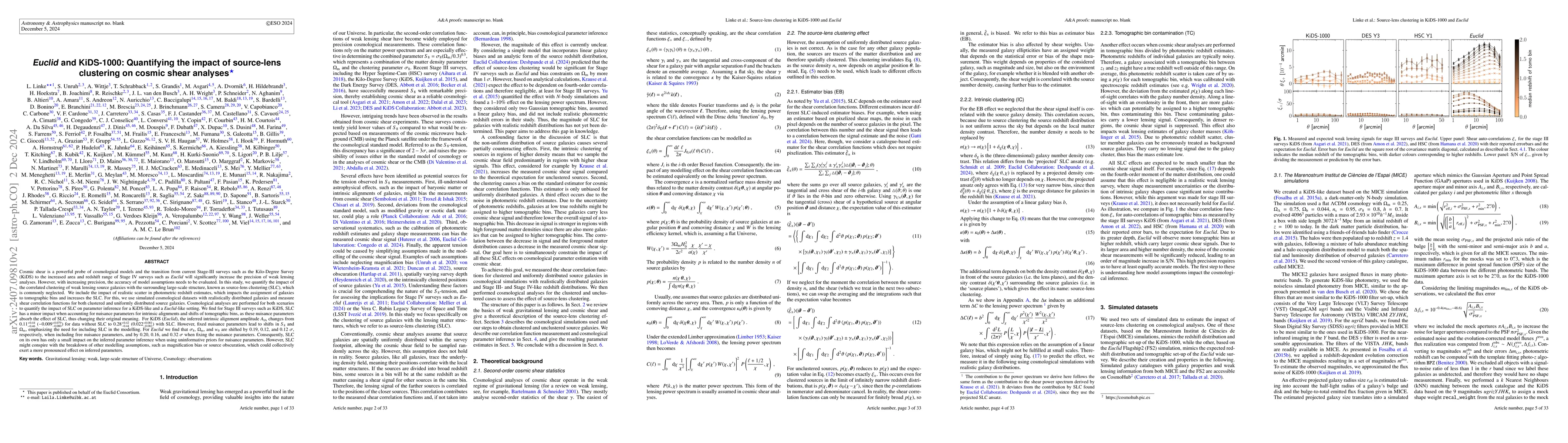 Thumbnail for Euclid and KiDS-1000: Quantifying the impact of source-lens clustering
  on cosmic shear analyses