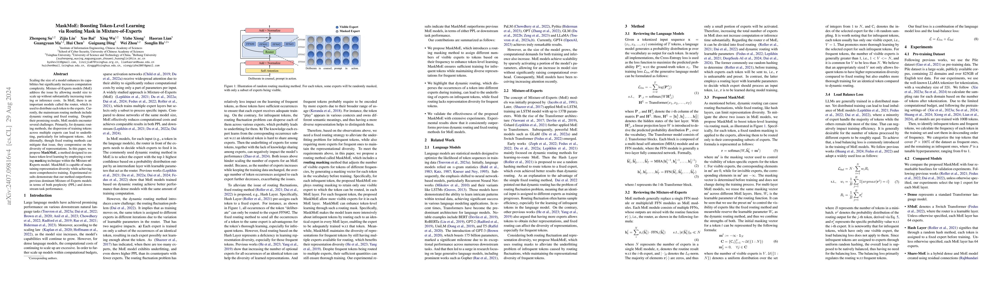 Thumbnail for MaskMoE: Boosting Token-Level Learning via Routing Mask in
  Mixture-of-Experts