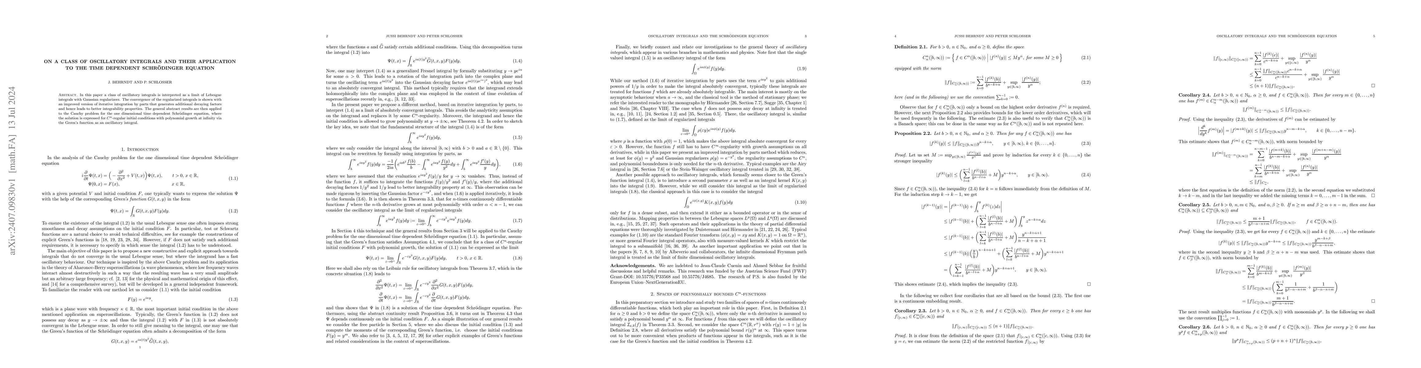 Thumbnail for On a class of oscillatory integrals and their application to the time
  dependent Schrödinger equation