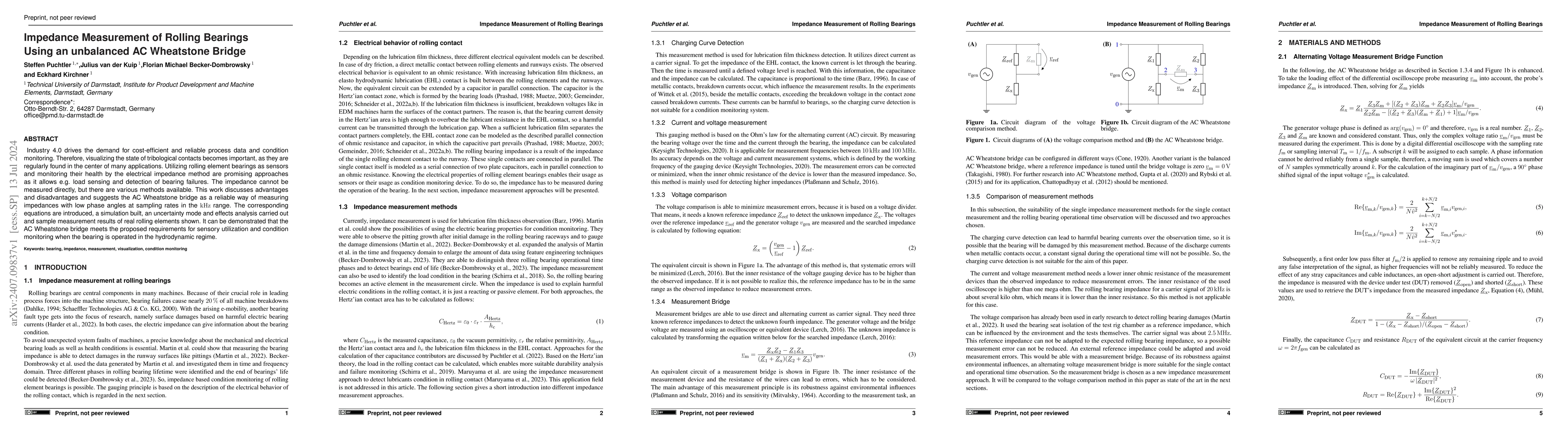 Thumbnail for Impedance Measurement of Rolling Bearings Using an unbalanced AC
  Wheatstone Bridge