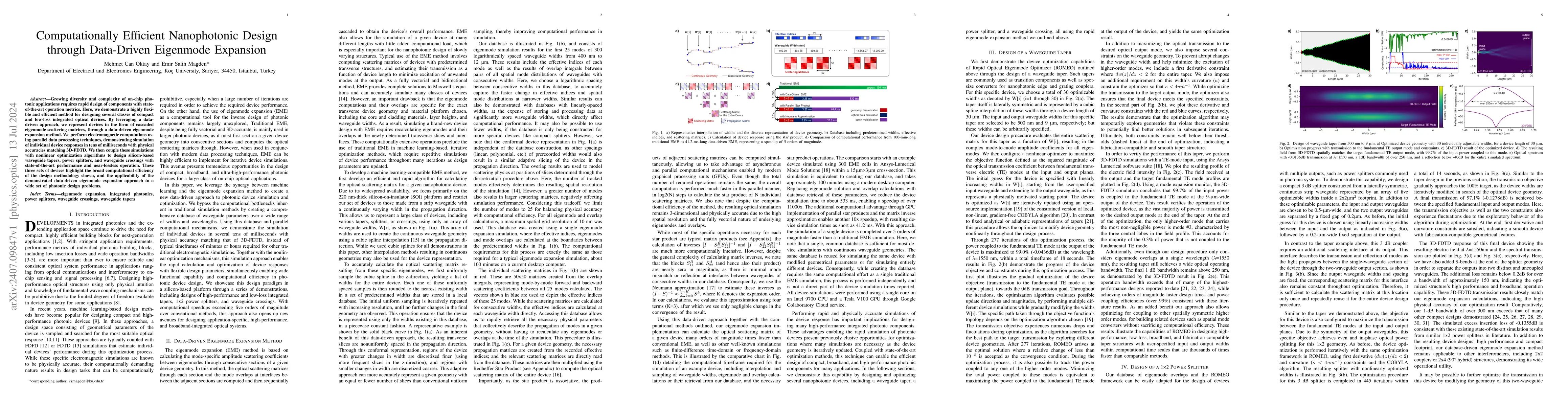 Thumbnail for Computationally Efficient Nanophotonic Design through Data-Driven
  Eigenmode Expansion