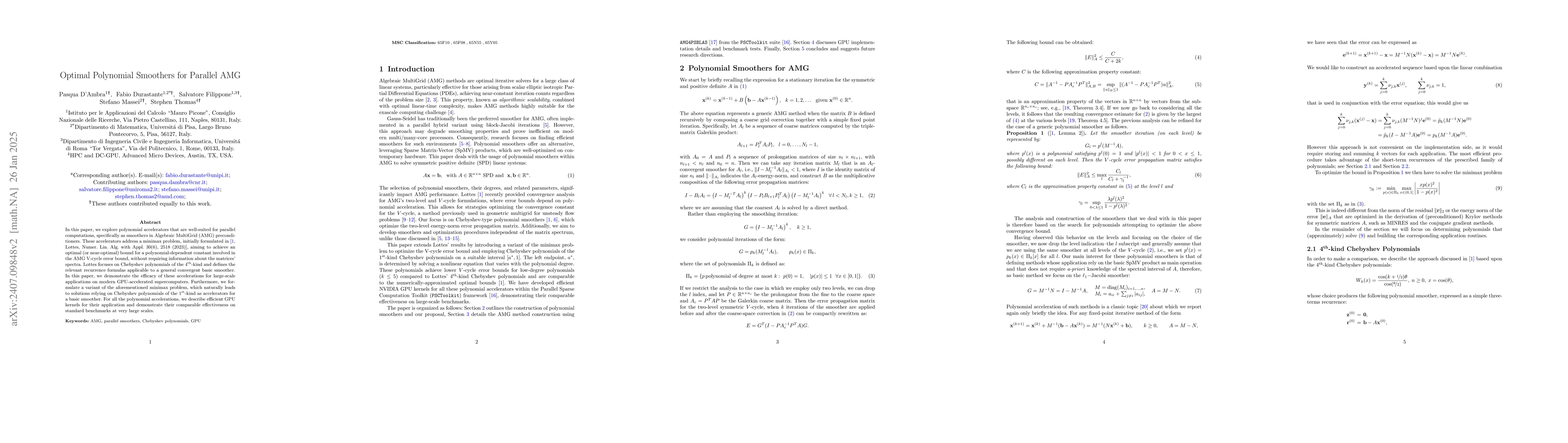 Thumbnail for Optimal Polynomial Smoothers for Parallel AMG