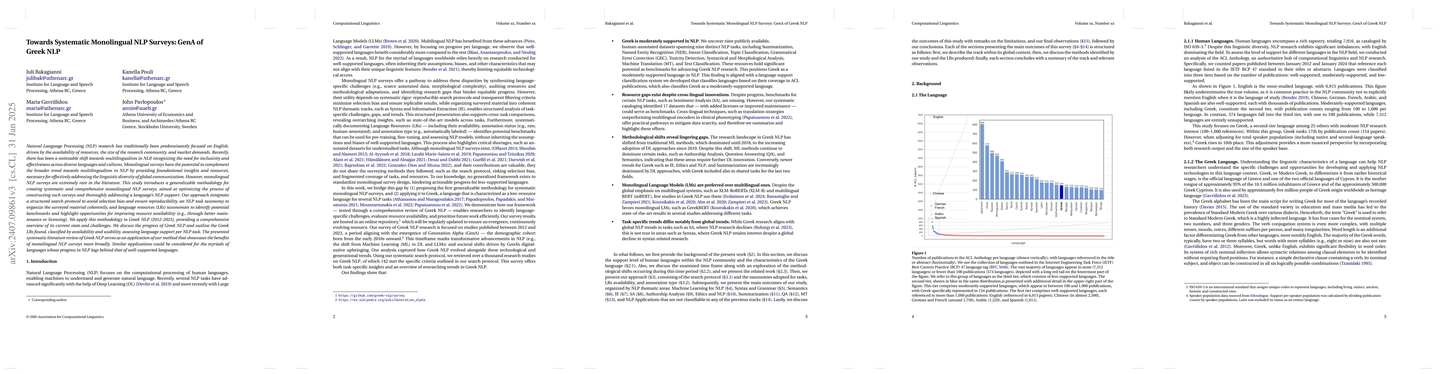 Thumbnail for Towards Systematic Monolingual NLP Surveys: GenA of Greek NLP