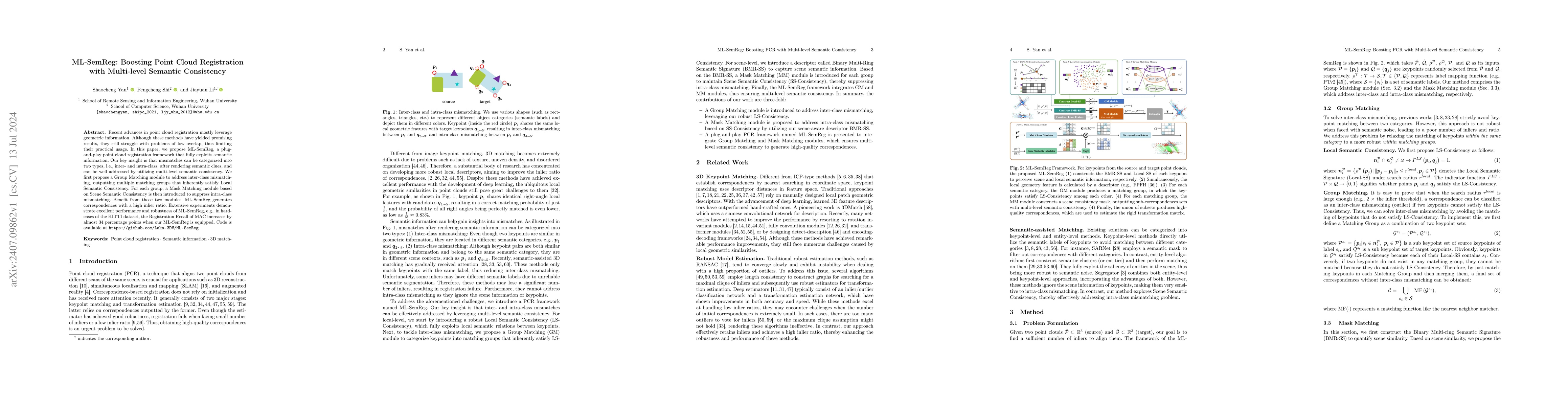 Thumbnail for ML-SemReg: Boosting Point Cloud Registration with Multi-level Semantic
  Consistency