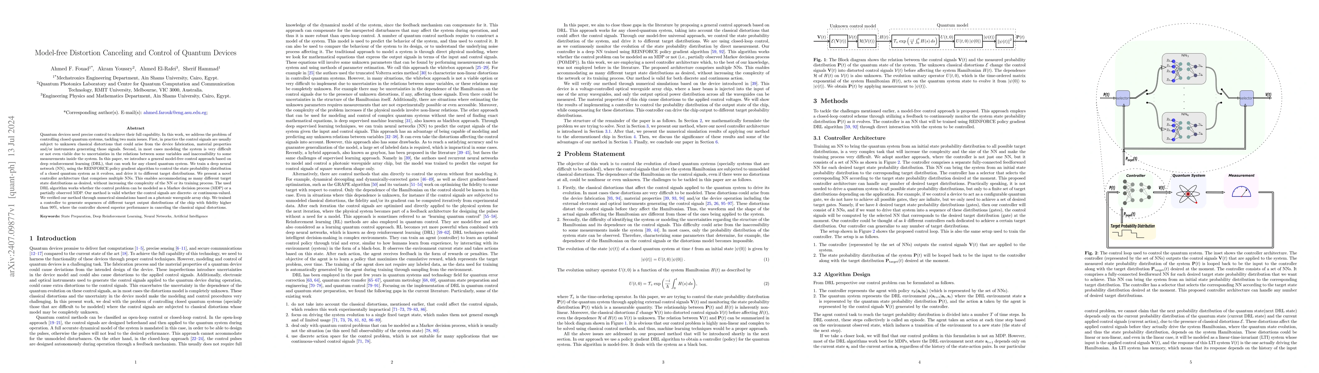 Thumbnail for Model-free Distortion Canceling and Control of Quantum Devices