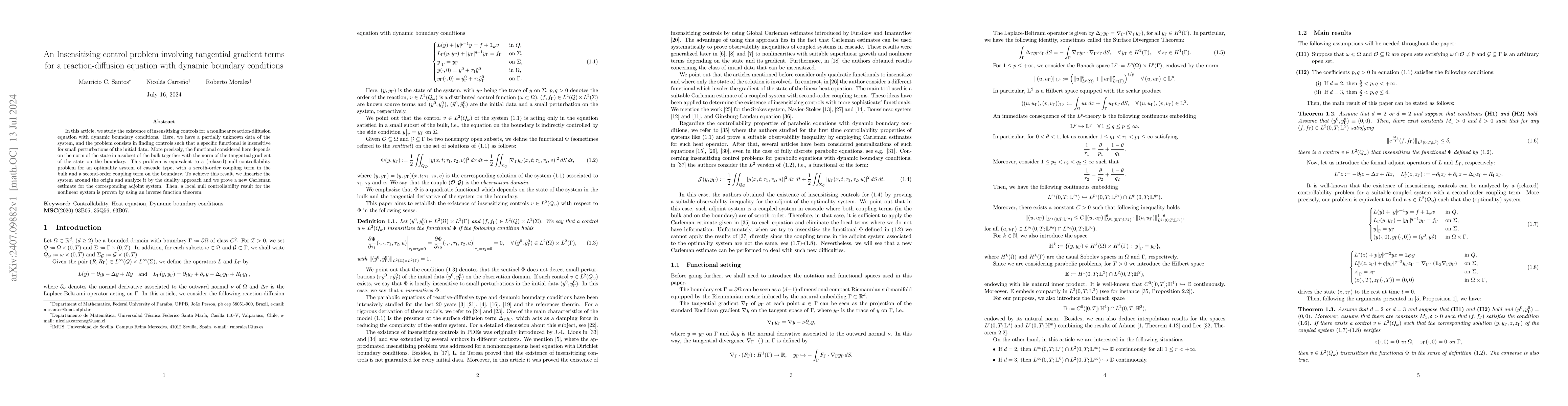 Thumbnail for An Insensitizing control problem involving tangential gradient terms for
  a reaction-diffusion equation with dynamic boundary conditions