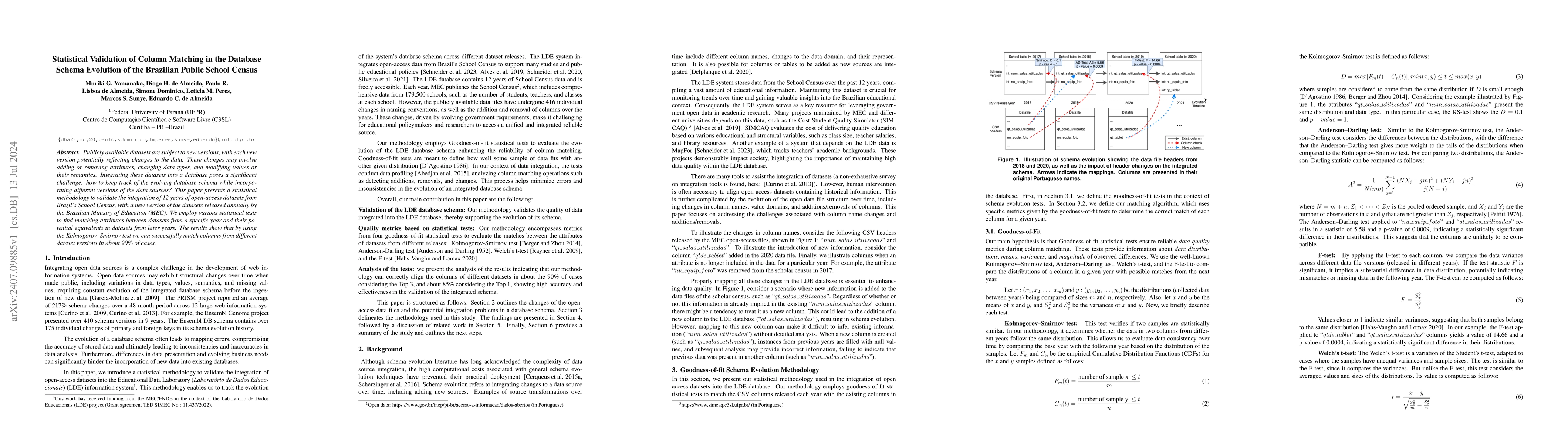 Thumbnail for Statistical Validation of Column Matching in the Database Schema
  Evolution of the Brazilian Public School Census