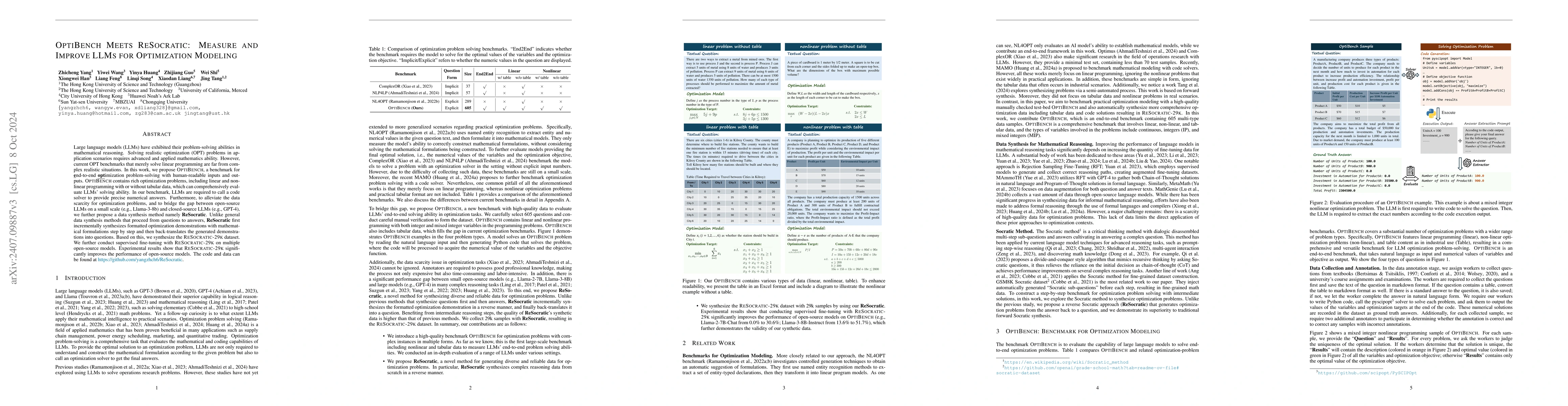 Thumbnail for Benchmarking LLMs for Optimization Modeling and Enhancing Reasoning via
  Reverse Socratic Synthesis